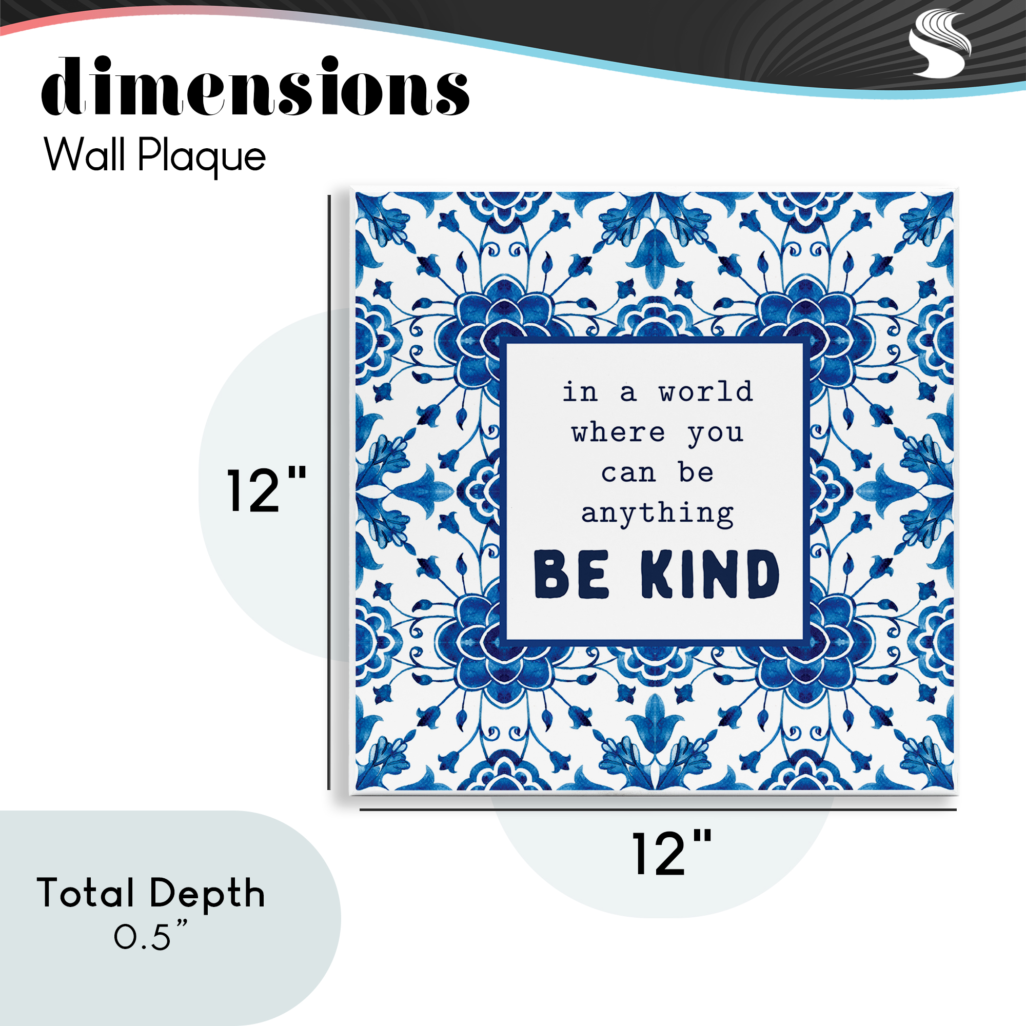 Patterned Be Kind Encouragement Wall Plaque Art, design by Lettered and Lined