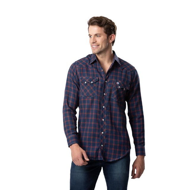 Camisa Vaquera Moderna Wrangler Manga Larga Hombre 623 Azul Marino M
