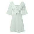 thumbnail image 5 of Siilsaa Womens Dresses 2024 Spring Summer Deep V Neck Elegant Bow tie Mini Dress Mint Green,M, 5 of 5