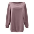 thumbnail image 4 of idosla Womens Long Sleeve Off Shoulder Sweatshirt Soft Pullover Tops Slouchy Sweatshirts Casual Solid Shirts (Rose Gold, L), 4 of 4