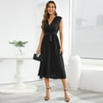 thumbnail image 4 of B91xZ Robes Décontractées pour Femmes Grande Taille Col Montant Sans Manches Taille Haute Robe Décontractée à Volants, C L, 4 of 5