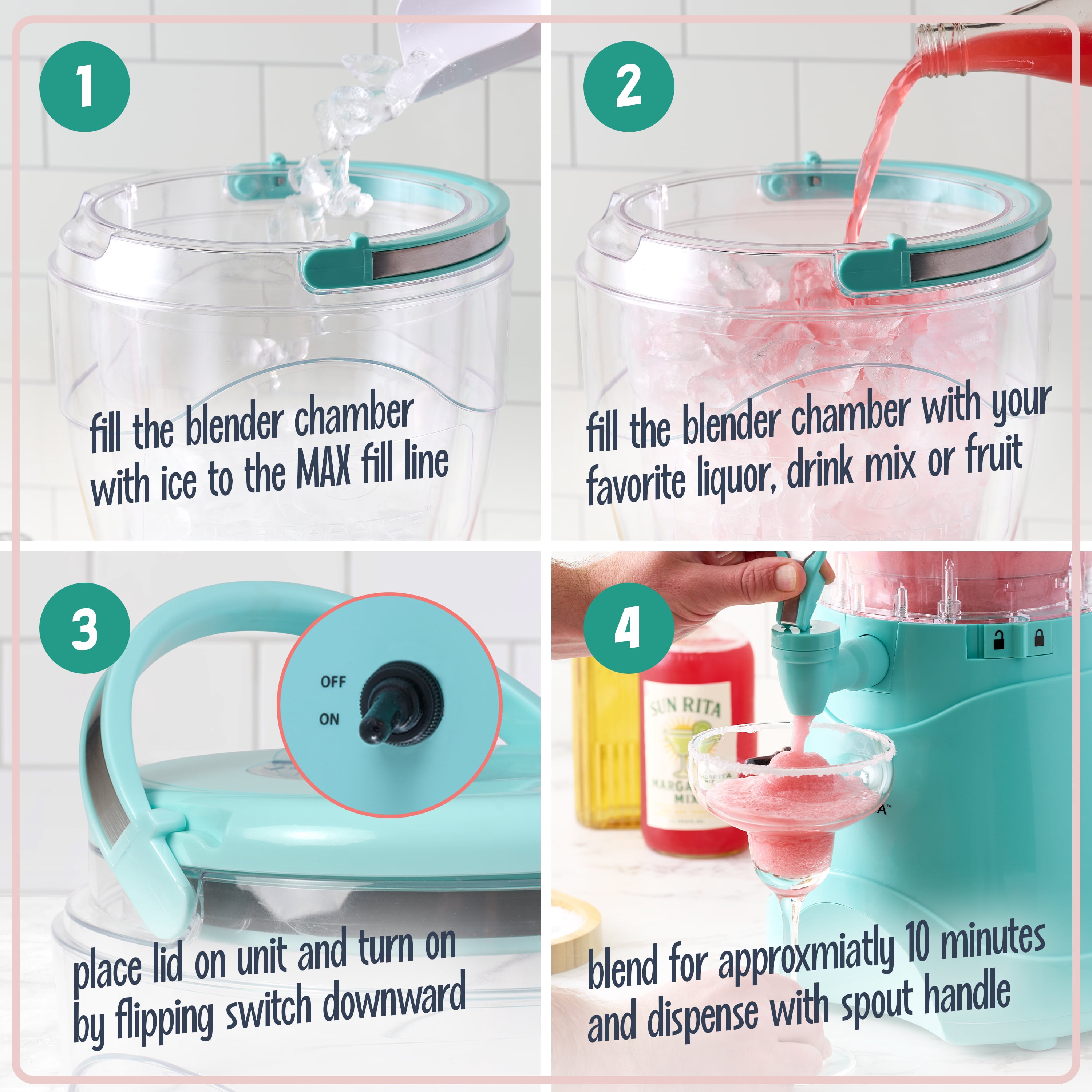 Nostalgia 128 oz Portable Margarita Maker and Slushie Machine with Easy-Flow Spout, Aqua