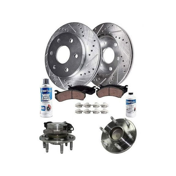 Front Brake Pad and Rotor and Wheel Hub Kit - Compatible with 2007 - 2014 Chevy Tahoe 2008 2009 2010 2011 2012 2013