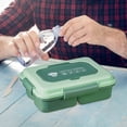 thumbnail image 6 of Large Bento Lunch Box 1600ML | 5-Compartment Leakproof Lunch Container | Microwave Dishwasher Safe | Reusable Bento Set with Spoon & Chopsticks | Food Grade PP | Navy or Green | Portable, 6 of 8