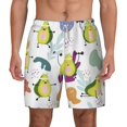Picia Orange Green Avocado pattern Mens Swim Trunks with Compression