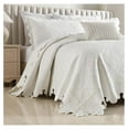 thumbnail image 3 of 3-Piece 100% Cotton Oversized Bedspread Lightweight Quilt Coverlet Embroidery Farmhouse Bedding Set (TK White, King (118"x106")), 3 of 8