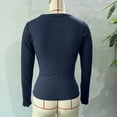 thumbnail image 5 of FRSASU Womens Long Sleeve Crewneck Neck Ribbed Tops Spring Fall Fitted Stretch Casual Basic T Shirts Navy, 5 of 6