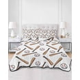 thumbnail image 2 of Quilts Twin-XL Size Bedding Set, Baseball Sport Lightweight Quilted Comforter, Cartoon Classic Baseball Pattern Soft Reversible Bedspread Coverlet with Pillow Covers for All Season, 68" x 98", 2 of 7