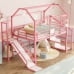 thumbnail image 4 of Harper & Bright Designs Full Size House Loft Bed with Slide and Stairs, Metal Loft Bed Frame with Storage Shelves and Roof for Boys and Girls, Pink, 4 of 10