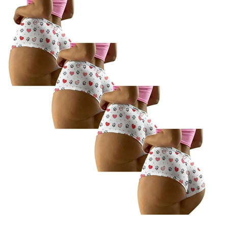 

Womens Underwear Brief Print Lingerie Temptation Low waist Panties4PC