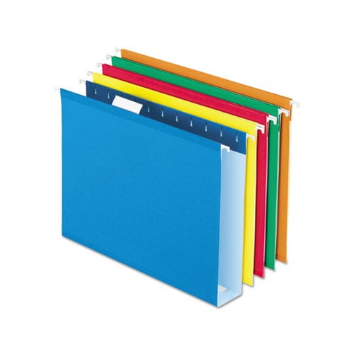 Extra Capacity Reinforced Hanging File Folders with Box Bottom Letter Size, 1/5-Cut Tab, Assorted, 25/Box