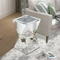 thumbnail image 6 of Pregaspor Silver Mirrored End Table, Crushed Diamond Top Accent Side Table, Geometric Small Mirrored Coffee Table for Living Room, Bedroom, Corner, Small Space, 6 of 7