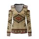 thumbnail image 5 of ICHUANYI Liquidación Mujeres Casual Impreso Sexy Manga Larga Sin Tirantes Cuello En V Jersey Fuera Del Hombro Blusa Camiseta Tops ICHUANYI WER202308230390, 5 of 5