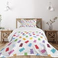 thumbnail image 3 of Ambesonne Dessert Quilted Bedspread Set 2 Pcs, Vibrant Gummy Bears, Twin Size, Multicolor, 3 of 6