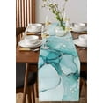 thumbnail image 4 of Boanket Turquoise Marble Table Runner - 108 Inch Long, Kitchen Dining Table Runner Dresser Scarves, Nature Marble Crack Country Retro Farmhouse Decor for Coffee Tables Wedding Party Banquet, 4 of 8
