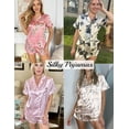 thumbnail image 4 of Ekouaer Womens Silk Satin Pajama Set Print Short Sleeve Sleepwear Button Down Pjs Shorts Set Loungewear, 4 of 6