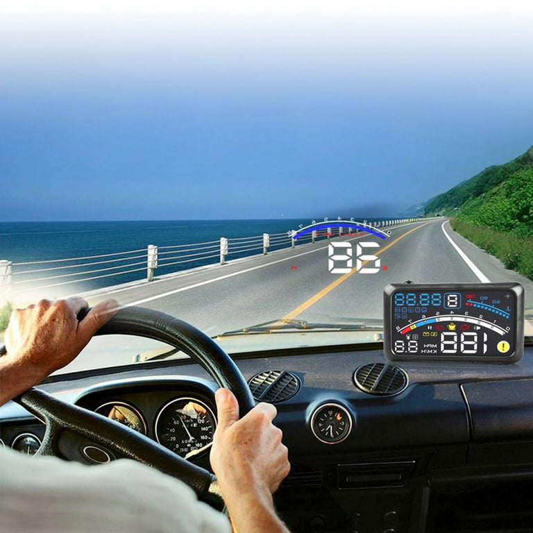 Anauto Head Up Display, 5.5 Inchs HD OBD2 Car GPS HUD Head Up Speed Display  Over Speed Warning Plug & Play 