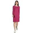 thumbnail image 4 of Inkmeso Knee Length Plain Dress Long Sleeve Boat Neck Tshirt Dress For Women, 4 of 7