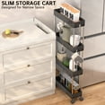 thumbnail image 4 of Cshidworld Storage Cart 4 Tier Slim Cart, Rolling Utility Cart Storage Organizer Slide Out Cart, Mobile Shelving Unit Organizer Trolley for Office Bathroom Kitchen Laundry Narrow Places, Black, 4 of 7
