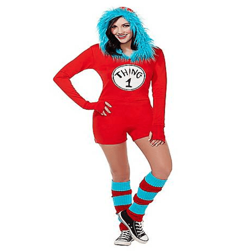 Adult Thing 1 and Thing 2 Romper Costume - Dr. Seuss-Medium/Large ...