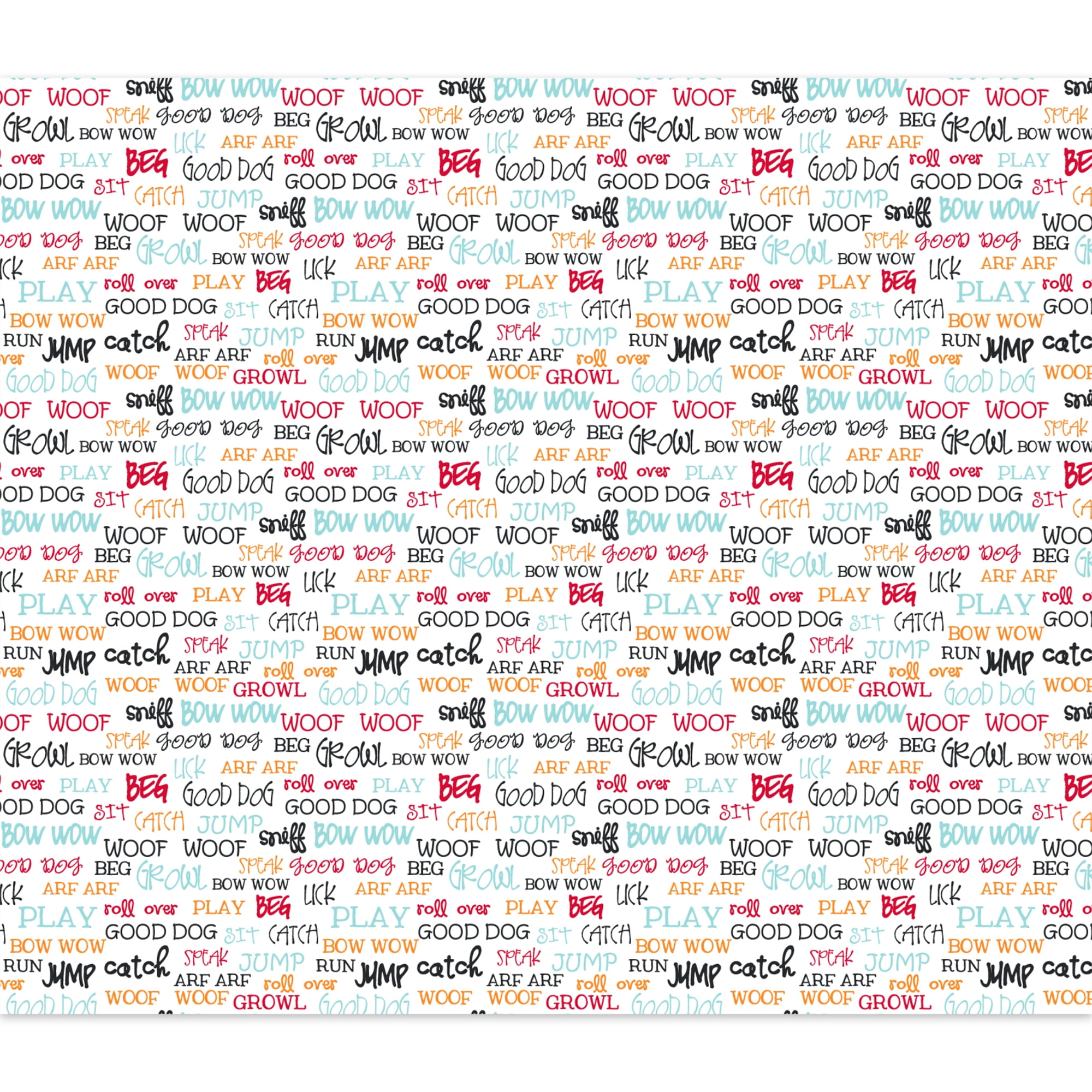 Fabric Editions Create It 18"x21" Cotton Dog Words White Precut Sewing & Craft Fabric, 10 Pieces