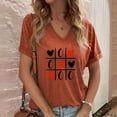 thumbnail image 2 of Jewelreauty Women Casual V Neck Shirt Summer Short Sleeve Graphic Tunic Floral Tops Loose T-Shirt Blouses (S, Orange), 2 of 5