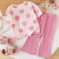 thumbnail image 4 of Xyant Toddler Baby Girl Summer Clothes Floral Print Outfit Short Sleeve T Shirt Top Bell Bottom Pants Two Piece Fall Spring Outfits (Pink,6-9 Months), 4 of 7