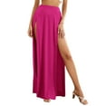 thumbnail image 1 of Women Elastic High Waist Skirt,Flowy Long Skirt Side High Split Loose Fit Sweat Absorption Long Beachwear Skirt, 1 of 7
