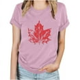 thumbnail image 4 of Japceit Blouses pour Femmes T-Shirts Décontractés à Manches Courtes Basiques d'Été pour Femmes Hauts T-Shirt Imprimé Feuille d'Érable de la Fête du Canada Col Rond, 4 of 7