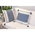 thumbnail image 4 of Throw Pillow Covers With Boho Tassels Navy Blue & Off White 16x16 inch - Set of 2 / Decorative Living Room Cushion Covers / Farmhouse Designer Woven PillowCases/ Modern Accent Cushion Covers, 4 of 9