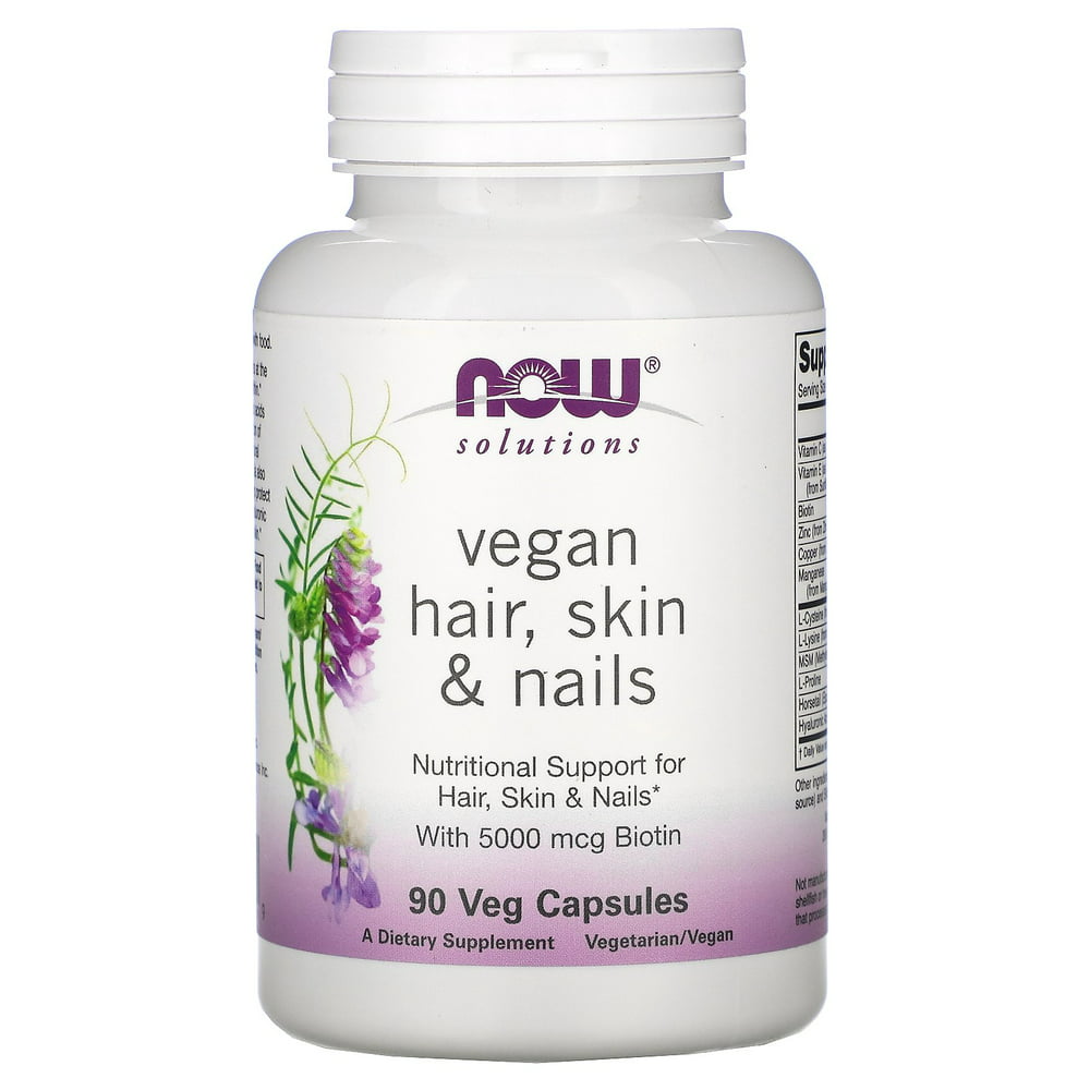 Now Foods Solutions, Vegan Hair, Skin & Nails, 90 Veg Capsules ...