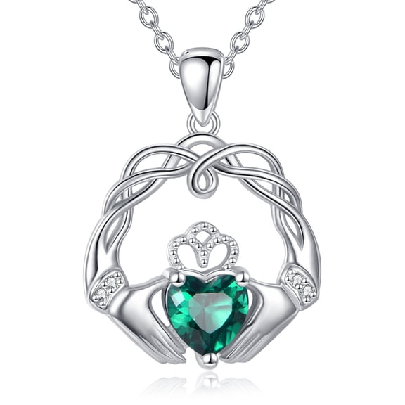 Claddagh Necklace for Women 925 Sterling Silver Celtic Knot Claddagh Pendant Necklace Irish Jewelry Gifts