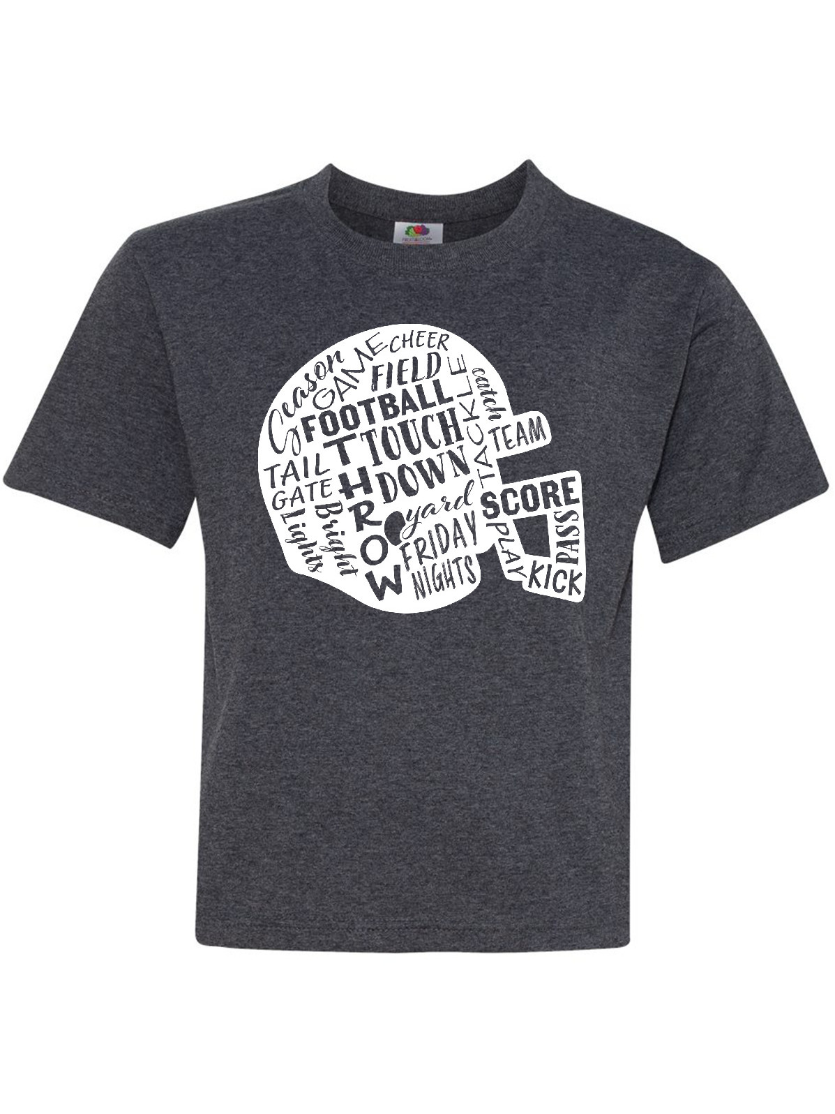 Football Words in Helmet Shape in Black Text Youth TShirt Walmart