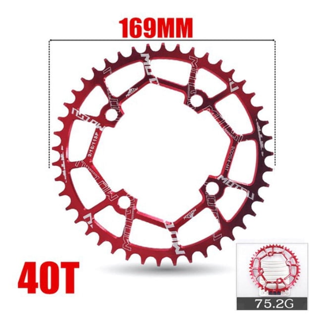 Langgg Vélo Plateau 104BCD Roue à Chaîne Vélo Rond Chaîne Anneau Guide Pièces de Bague Rouge 40T