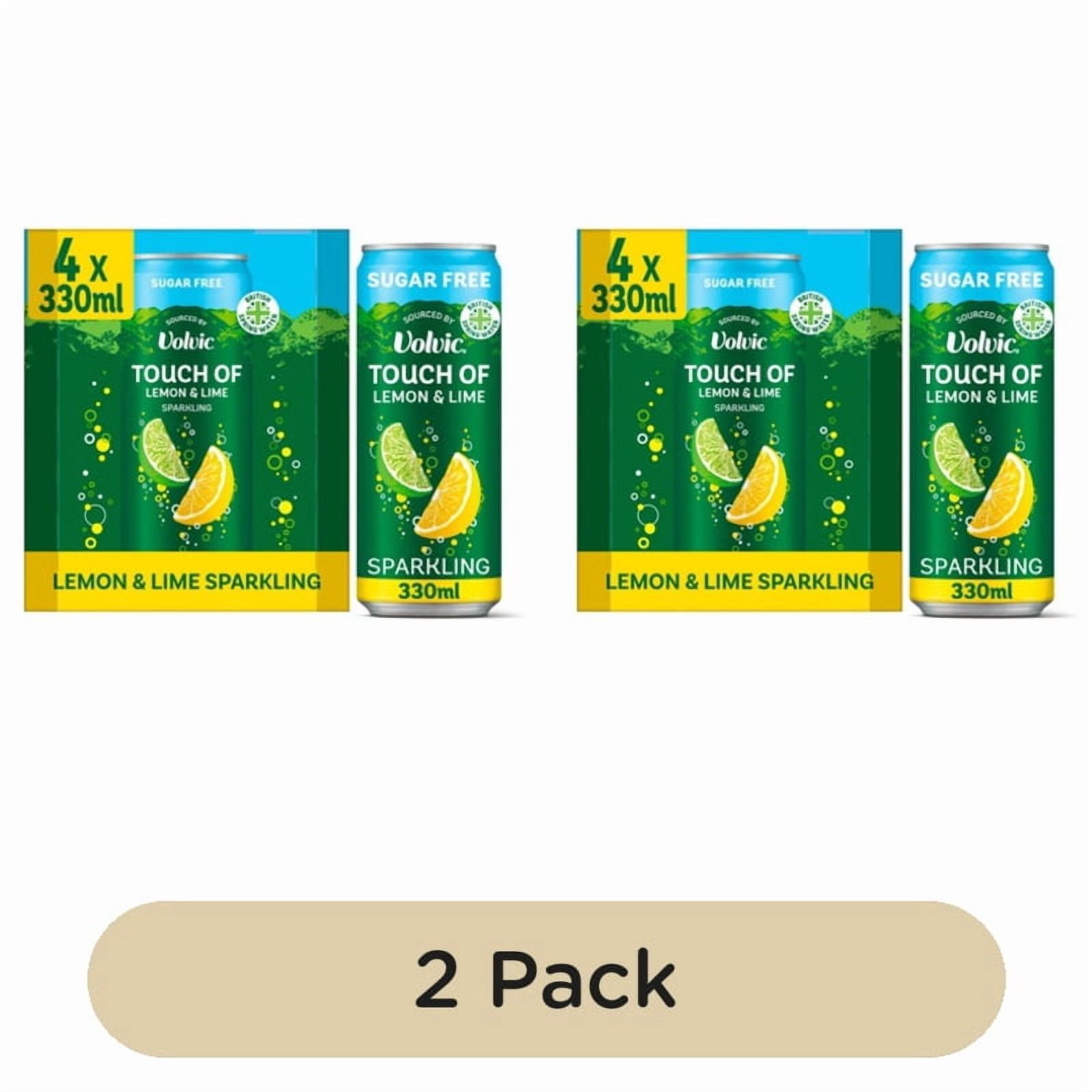 Touch of Lemon & Lime Sparkling Sugar Free Flavoured Water by Volvic 4 x 330ml, British Import (Pack of 2)