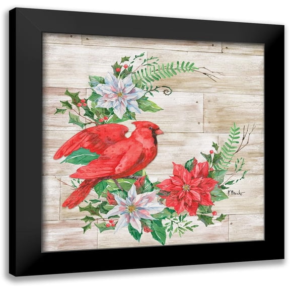 Brent, Paul 12x12 Black Modern Framed Museum Art Print Titled - Holiday Cardinal I