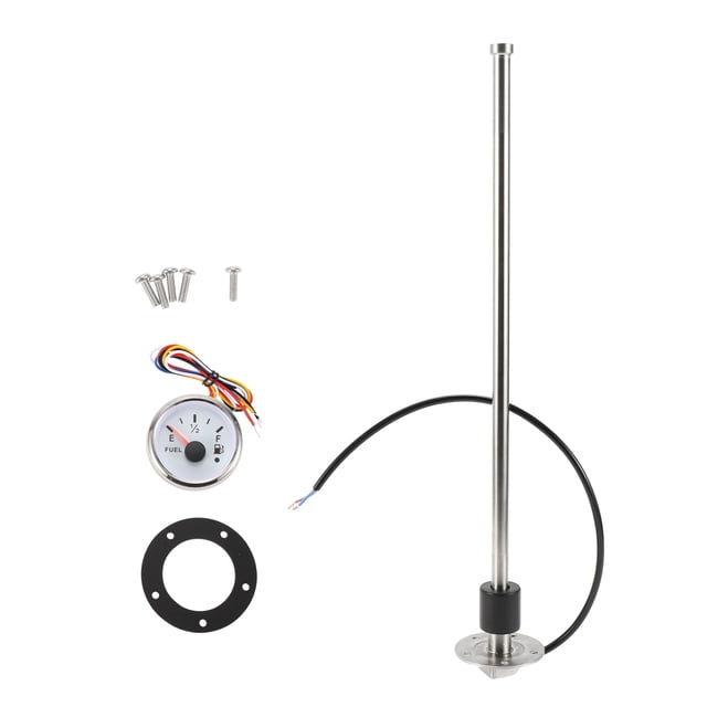Kit de Unidad de Envío de Combustible y Medidor Unique Bargains Longitud 450mm Unidad de Envío de Combustible para Barcos Sensor de Combustible Marino Metal Tono Plateado 1 Juego 0-190 Ohm