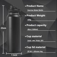 thumbnail image 6 of Arcticwind 40oz/1200ml Stainless Steel 304 Insulated Water Bottle with Handle - Large Capacity Thermal Cup for Outdoor, Travel, Sports, Camping & Hiking, Portable & Leakproof (BPA-Free), Black, 6 of 7
