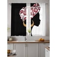 thumbnail image 4 of Black Africa Women Sheer Curtains 2 Panels Set Ankara Hijab Scarf Earrings Lihgt Filtering Rod Pocket Voile Drape, Semi Sheer Window Curtains for Bedroom Living Room, 52"x63", 4 of 5