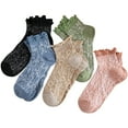 thumbnail image 1 of Women Ankle Socks Cute 5 Pairs Fashion Breathable Cotton Socks Ruffle Socks, 1 of 10