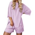 thumbnail image 2 of MAIHAN Women Shorts Sets Outfits Summer Beach Vacation Clothes Short Sleeve Tops Shorts Trendy 2 Piece Summer Shorts Set Comfortable Playwear Daily Wear, 2 of 6