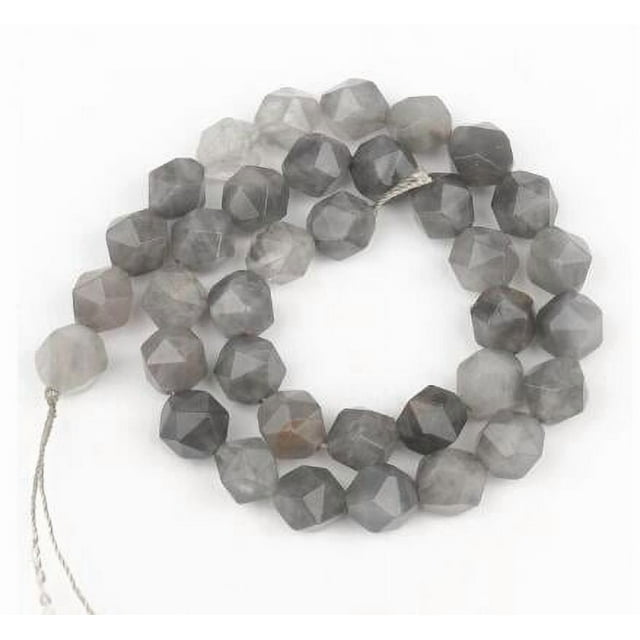 Nvzi-c 2 Pcs de Perles Dispersées en Pierre Naturelle Grises Taille Diamant Perles Rondes Bricolage Créatif Fait Main bracelet Accessoires de Perles 8mm
