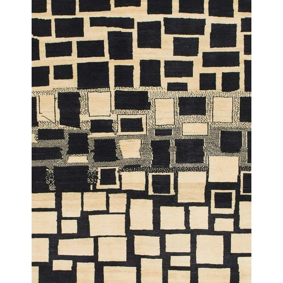 Ahgly Company Indoor Rectangle Abstract Charcoal Black Abstract Area Rugs, 2' x 3'