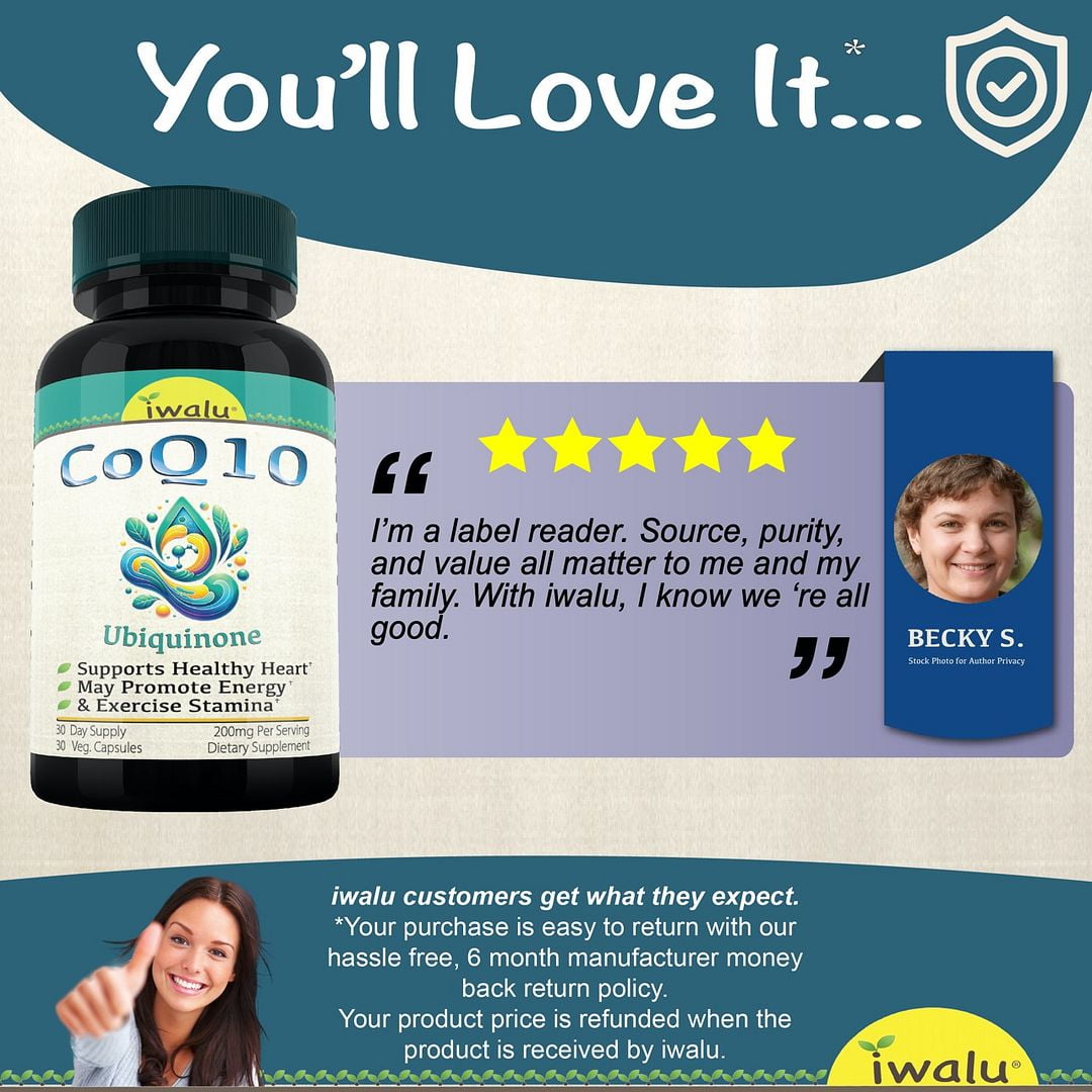 iwalu CoQ10 Ubiquinone | Supports Heart Health & Cellular Energy | Advanced Formula for Antioxidant Balance and Fitness Stamina - 30 Veg Capsules | NSF Certified & USA Made