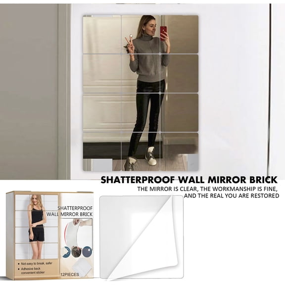 dgysar 10-inch Shatterproof Wall Mounted Mirror Self-Adhesive拼接 Mirror Tiles for Dormitory Bedroom Full Length Dress Mirror as shown One Size
