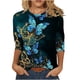 thumbnail image 1 of Mujeres 3/4 mangas camisas casuales pulóver suelta túnica Tops estampado O-cuello blusa Fridja hkj680, 1 of 5