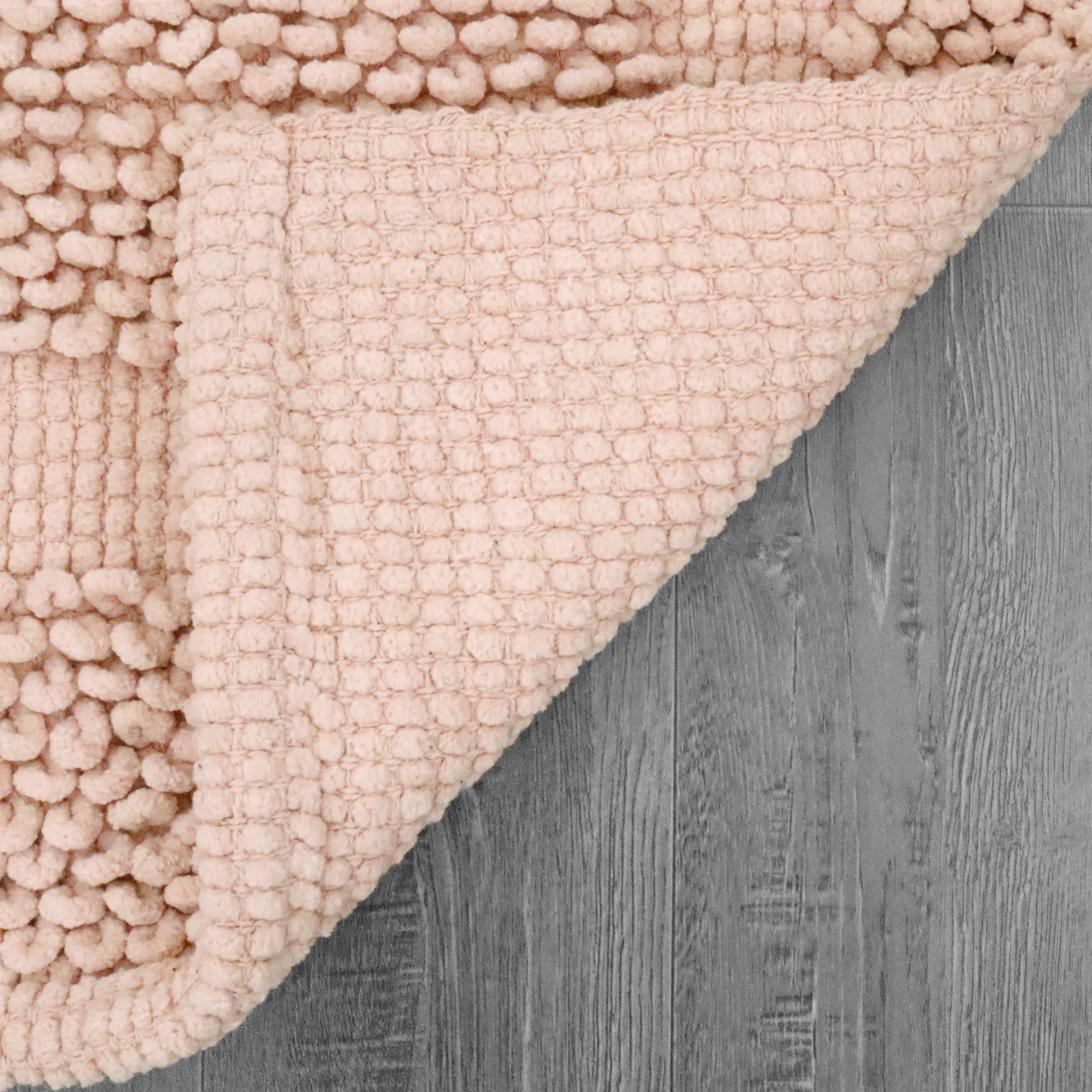 Jean Pierre New York Sophie Border 100% Cotton Bath Mat - Non-Slip Bath Rug - Pink Dusty Rose - 27" x 45"