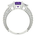 thumbnail image 4 of 3.61 ct Emerald Cut Natural Amethyst 3 Stone 18K White Gold Womens Engagement Ring, 4 of 5
