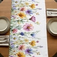 thumbnail image 5 of Colorful Flowers 70 Inch Table Runner, Watercolor Spring Botanical Floral Farmhouse Dresser Scarf Cotton & Linen Tablerunner for Dining/Kitchen Island/Holiday Party Décor 13" x 70", 5 of 9