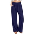 thumbnail image 2 of Bloomae Wide Leg Linen Pants for Women Lightweight Summer Drawstring Elastic Waist Flowy Lounge Pant Loose Fit Dressy Baggy Trousers with Pockets Purple M, 2 of 10